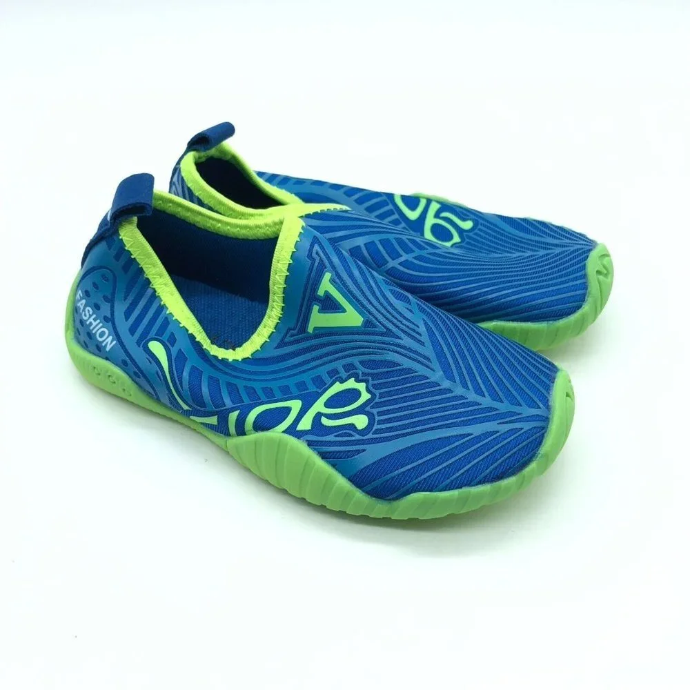 Cior Toddler Boys Girls Water Shoes Slip On Fabric Striped Blue Green 26 US 9.5